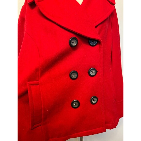 Vtg MERONA Women's Plus Size 24-26W Wool Peacoat Double Breasted Red Winter Warm - Picture 5 of 11
